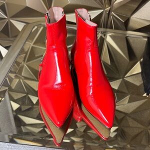 Cherry Red Ankle Boots